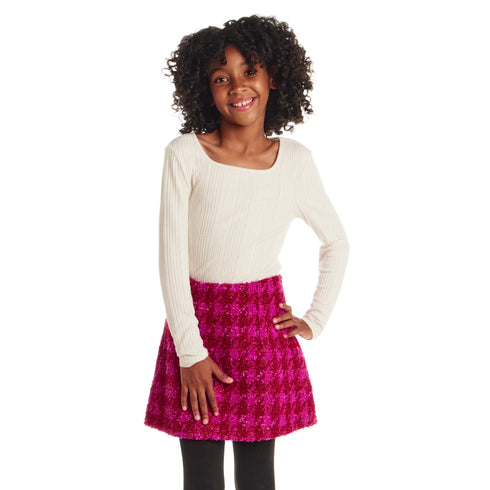 big-kids-ribbed-top-houndstooth-skirt-set-ivory-pink Sophia's Style-2