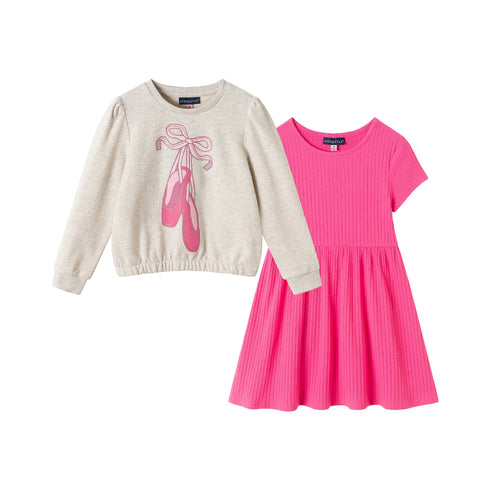 girls-sweatshirt-dress-set-pink-ballerina Sophia's StyleDress Set-1