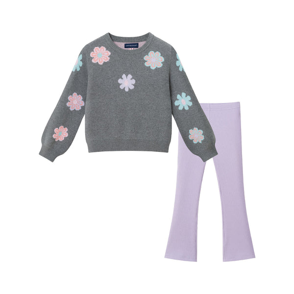 kids-sweater-legging-set-charcoal-floral Sophia's StyleSweater Set-1