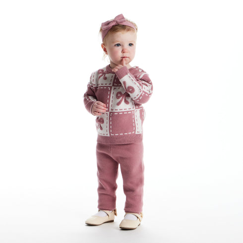 infant-chenille-sweater-set-with-headband-pink-bows Sophia's Style-2