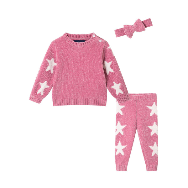 infant-sweater-headband-set-pink-stars Sophia's StyleSweater Set-1
