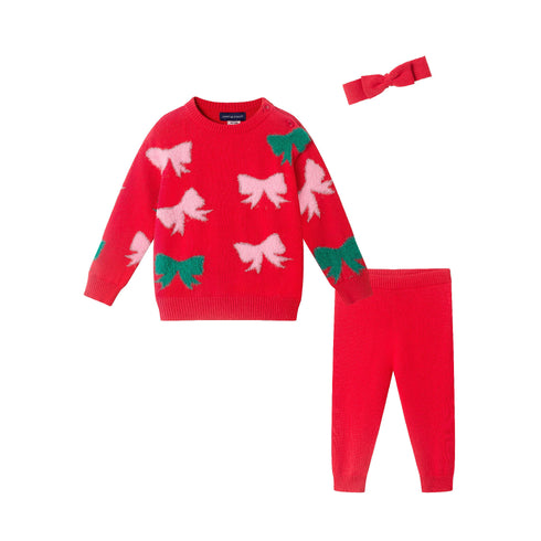 infant-3-piece-sweater-set-red-bows Sophia's StyleSweater Set-1
