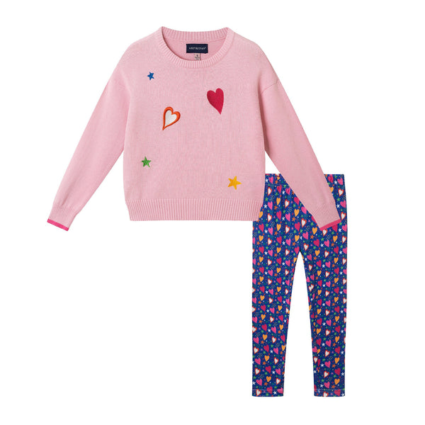 kids-chenille-sweater-legging-set-hearts-stars Sophia's StyleSweater Set-1