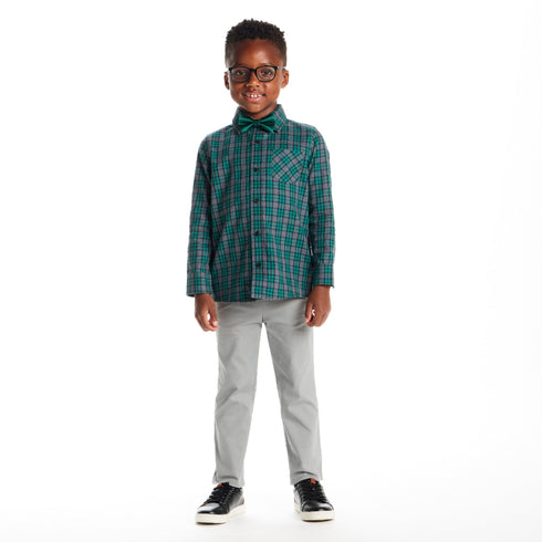 kids-plaid-buttondown-bowtie-set-green-plaid Sophia's Style-4