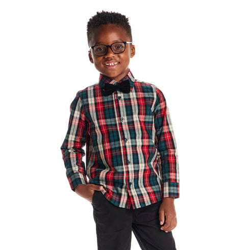 kids-plaid-buttondown-bowtie-set-red-holiday Sophia's Style-2