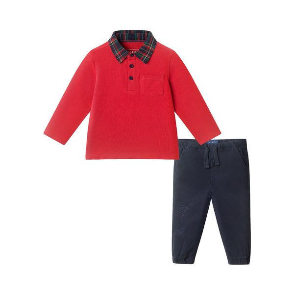 infant-polo-shirt-jogger-set-red Sophia's StylePolo Shirt Set-1