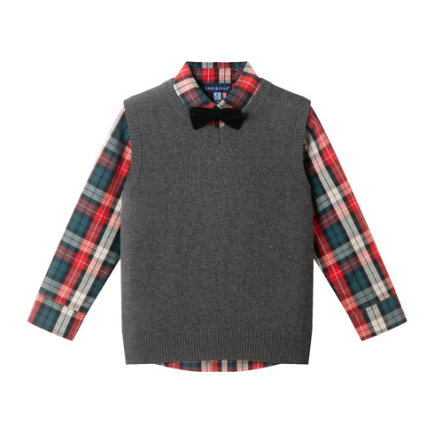 kids-3-piece-sweater-vest-set-with-bowtie-red-plaid Sophia's Style-10