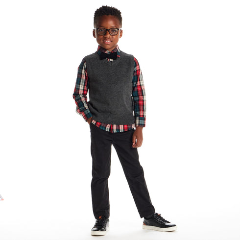 kids-3-piece-sweater-vest-set-with-bowtie-red-plaid Sophia's Style-2