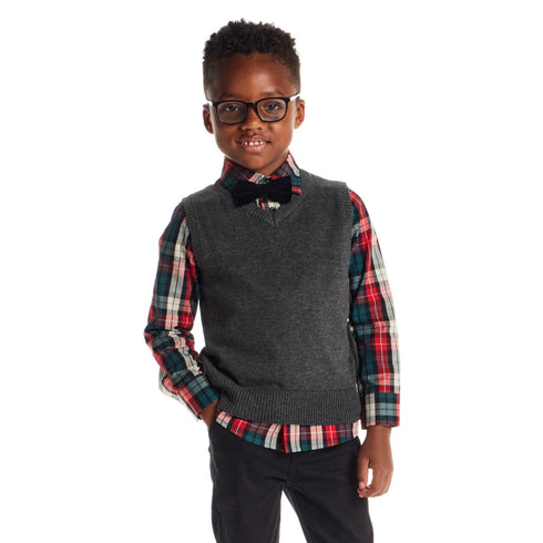 kids-3-piece-sweater-vest-set-with-bowtie-red-plaid Sophia's Style-3