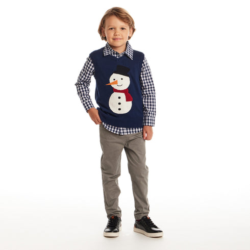 kids-sweater-vest-set-navy-snowman Sophia's Style-2