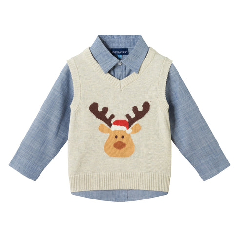 infant-sweater-vest-set-beige-reindeer Sophia's Style-8