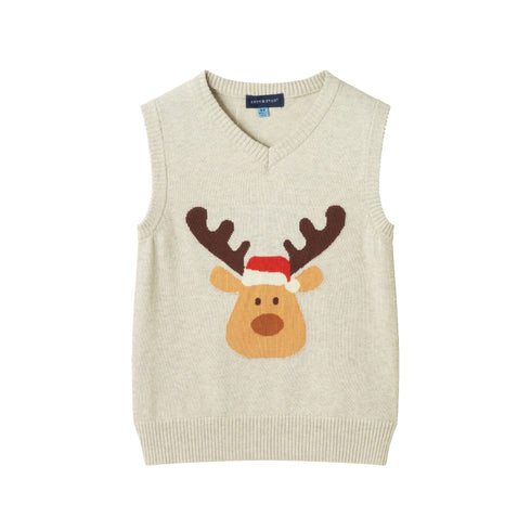 kids-sweater-vest-set-beige-reindeer Sophia's Style-5