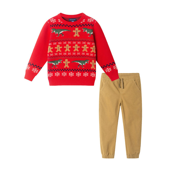 kids-sweater-pants-set-gingerbread-dinos Sophia's StyleSweater Set-1