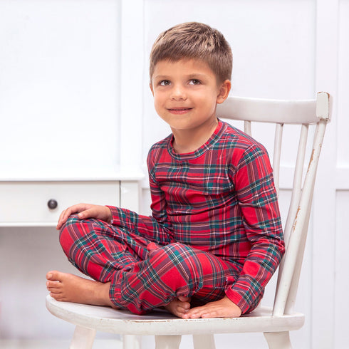 christmas-bamboo-kids-pajama-set-classic-tartan-plaid-holiday Sophia's Style-2