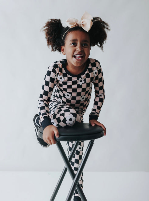 retro-daisy-checks-dream-set Dream-Big-Little-Co-pajama-baby-blanket