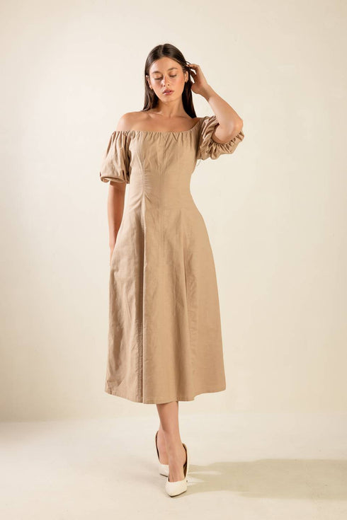 protecting-my-peace-taupe-woven-midi-dress Flying Tomato-Sophia's Style-5