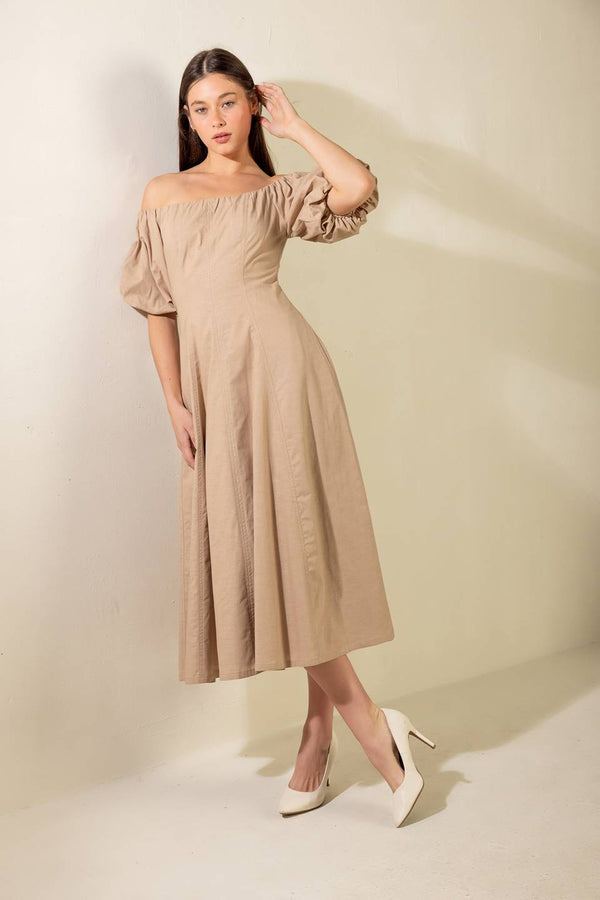protecting-my-peace-taupe-woven-midi-dress Flying Tomato-Sophia's StyleDRESSES-1
