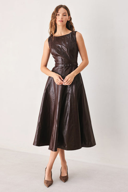 dark-truffle-faux-leather-midi-dress-flying-tomato-sophias-style-3