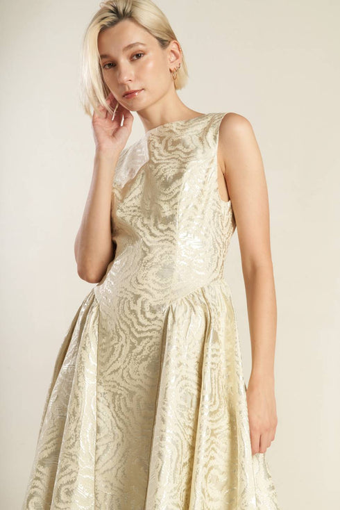 check-yourself-champagne-woven-midi-dress Flying Tomato - Sophia's Style-6