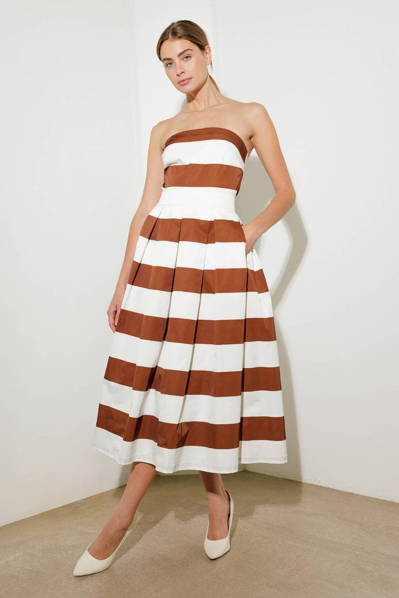 Everyday Hustle Woven Midi Dress L FREEMARKET Rust/Cream / L