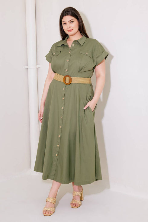 build-my-empire-olive-woven-midi-dress Flying Tomato-Sophia's Style-8