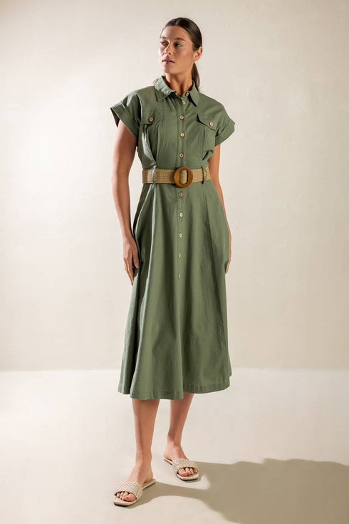 build-my-empire-olive-woven-midi-dress Flying Tomato-Sophia's Style-3