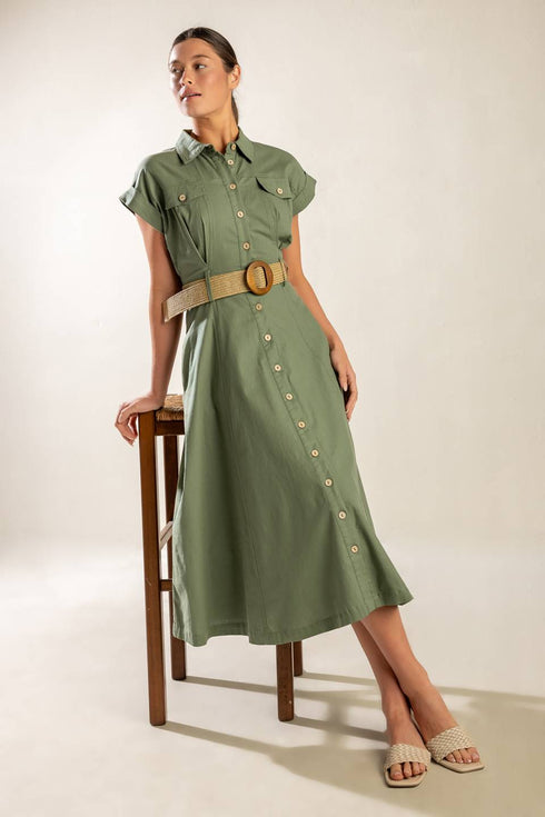 build-my-empire-olive-woven-midi-dress Flying Tomato-Sophia's Style-4