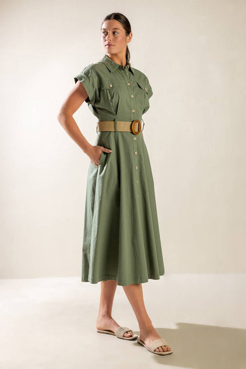 build-my-empire-olive-woven-midi-dress Flying Tomato-Sophia's Style-5