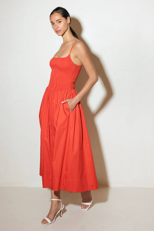 move-with-intention-red-woven-midi-dress Flying Tomato-Sophia's Style-3