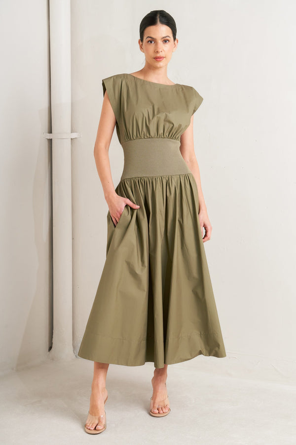 dreamweaver-romantic-olive-woven-midi-dress-Flying-Tomato-Sophia's StyleDRESSES-1