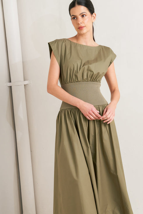 dreamweaver-romantic-olive-woven-midi-dress-Flying-Tomato-Sophia's Style-5