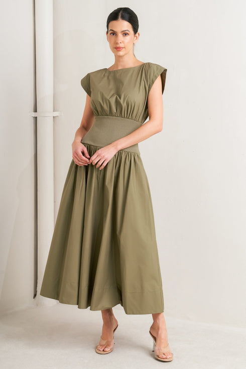 dreamweaver-romantic-olive-woven-midi-dress-Flying-Tomato-Sophia's Style-6