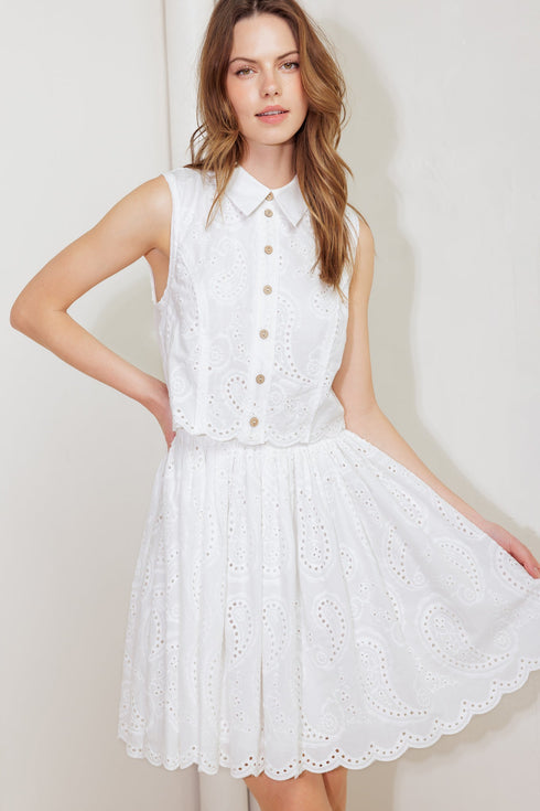 leaf-kiss-white-woven-eyelet-mini-dress Flying Tomato-Sophia's StyleDRESSES-1