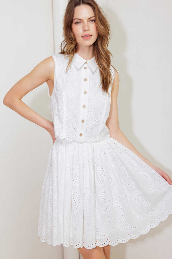 leaf-kiss-white-woven-eyelet-mini-dress Flying Tomato-Sophia's StyleDRESSES-1