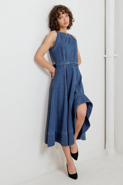 poet-s-muse-denim-woven-midi-dress Flying Tomato-Sophia's StyleDRESSES-1
