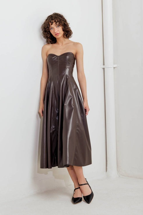 espresso-diva-faux-leather-midi-dress Sophia's Style-4