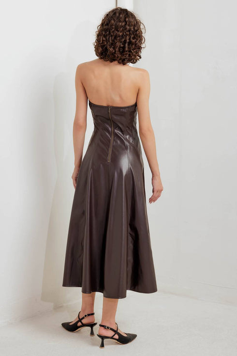 espresso-diva-faux-leather-midi-dress Sophia's Style-3