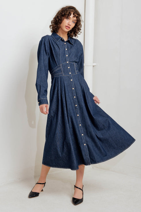 vintage-blues-denim-midi-dress Flying Tomato - Sophia's StyleDRESSES-1
