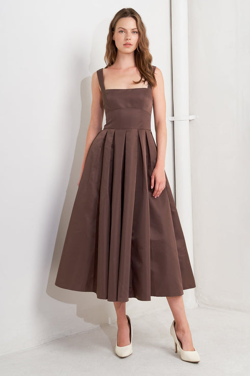 chocolate-symphony-woven-midi-dress-Sophia's Style-5