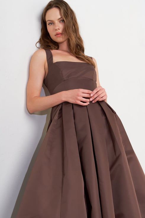 chocolate-symphony-woven-midi-dress-Sophia's Style-7