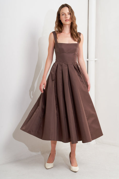 chocolate-symphony-woven-midi-dress-Sophia's StyleDRESSES-1