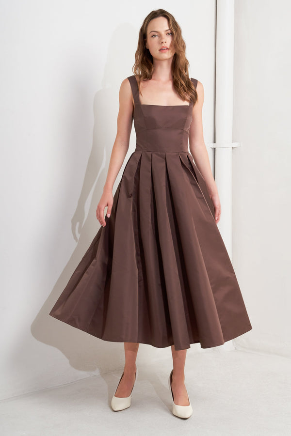chocolate-symphony-woven-midi-dress-Sophia's StyleDRESSES-1
