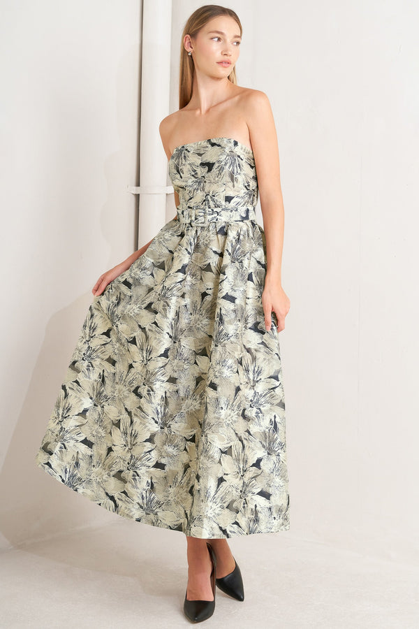 stone-leaf-woven-midi-dress Flying Tomato - Sophia's StyleDRESSES-1