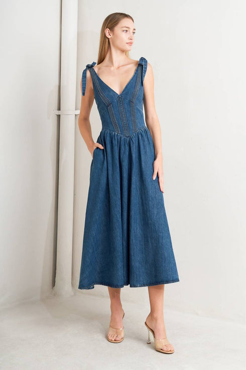 blue-ballet-denim-midi-dress-Flying-Tomato-Sophia's StyleDRESSES-1