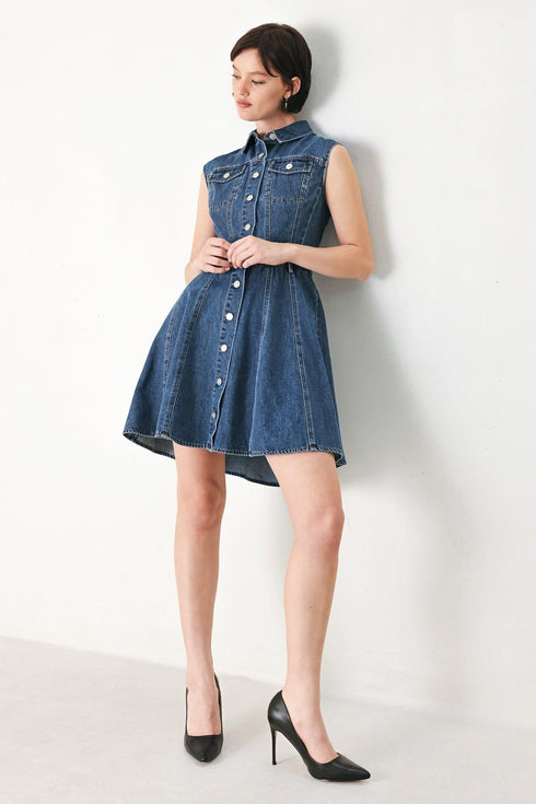 casual-glam-denim-mini-dress-flying-tomato-sophias-style-4