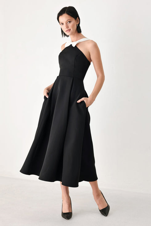 black-tie-affair-halter-woven-midi-dress-flying-tomato-sophias-style-3