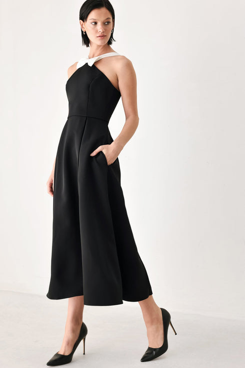 black-tie-affair-halter-woven-midi-dress-flying-tomato-sophias-style-5