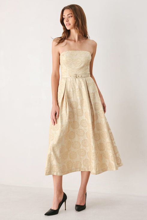 golden-heirloom-gold-textured-strapless-belted-midi-dress-flying-tomato-sophias-style-2