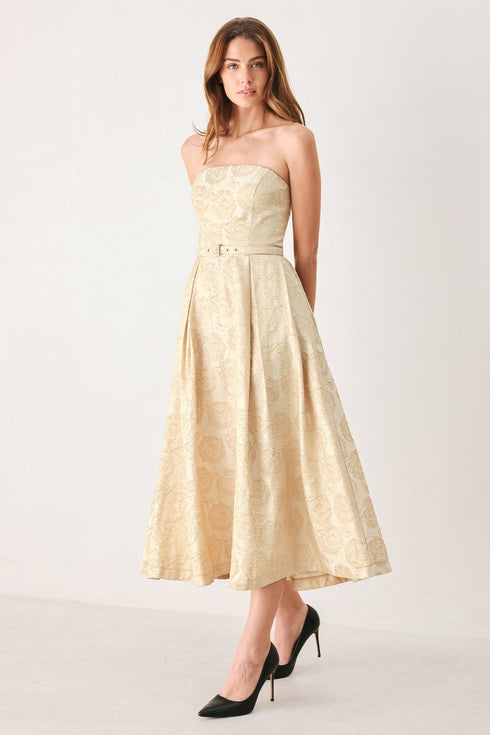 golden-heirloom-gold-textured-strapless-belted-midi-dress-flying-tomato-sophias-style-5