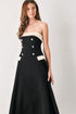 parisian-poise-black-cream-strapless-button-midi-dress-flying-tomato-sophias-style-4